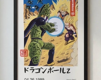 Dragon Ball Z Gohan kontra Perfect Cell Kamehameha, Quadro Retro DBZ Gohan Super Saiyan 2, Arte de Parede Anime Japońskie, Decoração Geek