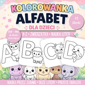 Alphabet A-Z Coloring Page for Kids PDF | ABC Animals | Learning Letters for Preschool | Kawaii Printable Coloring Page | Kids Worksheets