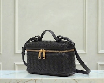 Bolsos de cuero trenzado, bolso de hombro trenzado, bolso bandolera de cuero para mujer