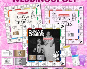 Custom Wedding Monopoly Game, Editable Canva Template, Personalized Wedding Gift (Digital Download)