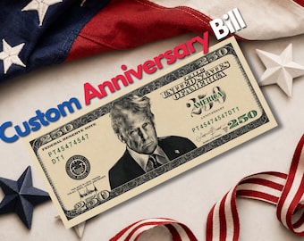 Plantilla de billete de aniversario personalizado de 250 dólares, billete de dólar personalizado (editable en Canva)