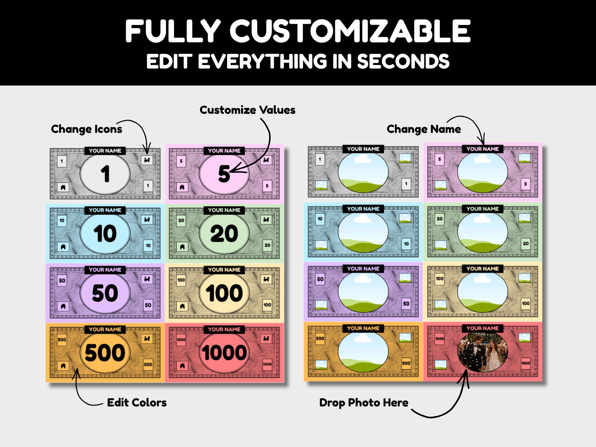 Custom Money File Customizable Game Money Template, Your Face on Money, Personalized ...