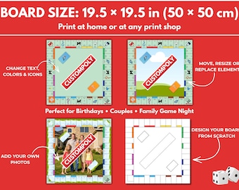 Editable Monopoly Template Bundle | Custom Board Game DIY Kit | Printable Game Night Gift