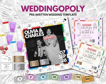 Custom Monopoly Board Game, Wedding Monopoly Template, Editable Canva Wedding Game, Printable Board Game, Digital Download