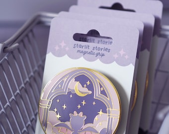 Dragon Enamel Magnetic E-reader Grip | Starlit Stories | Purple Fantasy Kindle Accessory