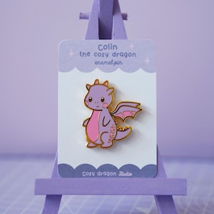 Colin the Cosy Dragon Hard Enamel Pin | Pastel Fantasy Badge