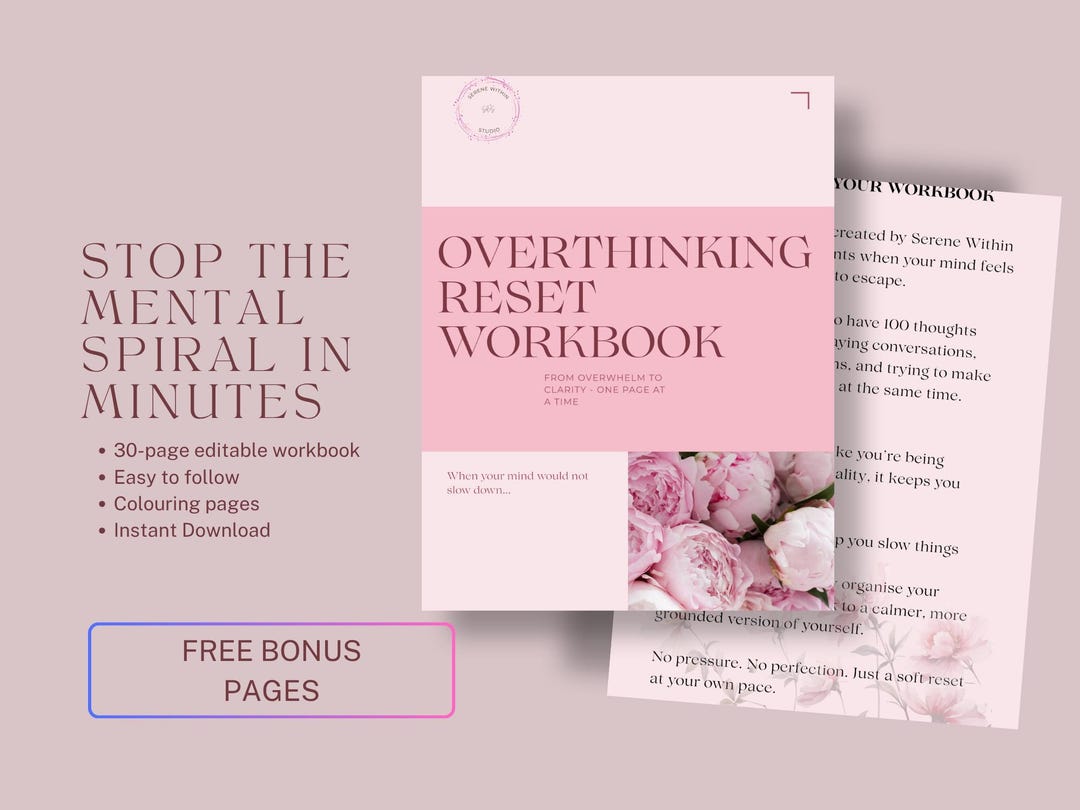 Overthinking Reset Workbook, Anxiety Relief, Mental Health Journal (PDF ...