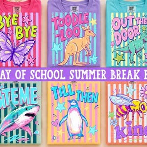 Roligt sommarpaket med djur, preppy randig djurskjorta, ljus pastellfärgad sommarsublimering, söta fräcka djurcitat, lärarskjortapaket