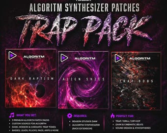 Trap Synth & 808 Patches for Algoritm – Reason Studios Bundle – Dark FuturisticTrap Pack (3 Packs) - Reason ReFills - VOL. 3