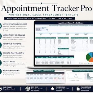 Appointment Tracker Excel Template | Client Booking & Scheduling Dashboard
