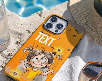 Funda personalizable para iPhone "Be the Energy" / Naranja brillante, laterales transparentes, compatible con MagSafe