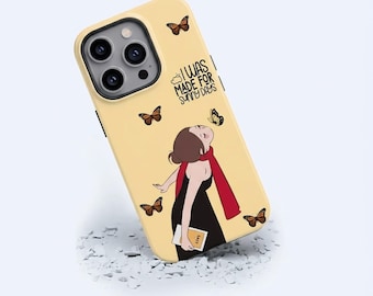 Funda personalizada para iPhone con nombre, diseño de mariposa mate, protección antigolpes (iPhone 17-12)
