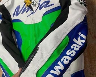 MotorGears | "Ninja-Spec" Pro-Racing Green & White Leather Jacket