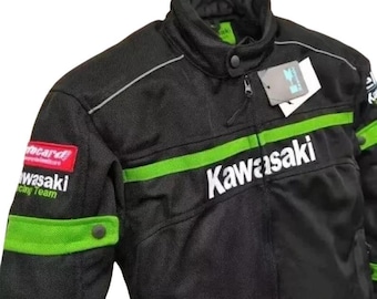 All Season Kawasaki Motorbike Riding Jacket Mesh Fabric Motorcycle Racing Kawasaki Jacket Lightweight Windproof Biker Jacket Gift for him