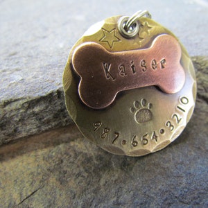 Hand Stamped Pet ID Tag Personalized Pet/Dog Tag Dog Collar Tag Engraved Dog Tag Handstamped Pet Tag Copper Dog Tag image 1