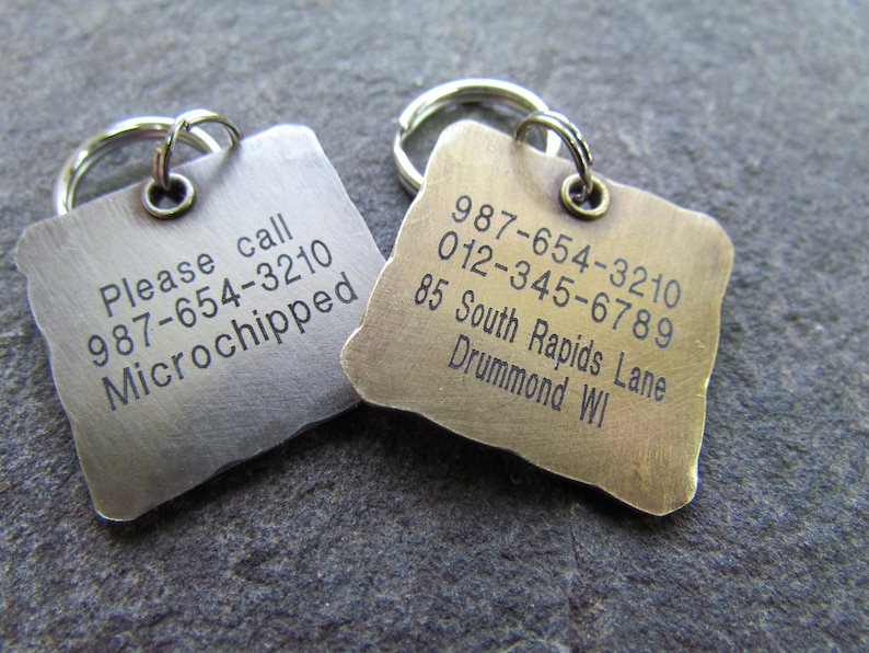 Hand stamped Pet Tag Dog Collar Tag Engraved Dog Tag Personalized PetDog Tag Hand Stamped Pet ID Tag Copper Dog Tag