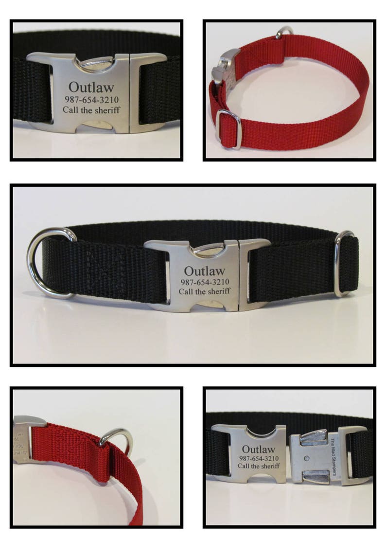 Personalized Dog Collar Laser Engraved Aluminum Side Release Etsy