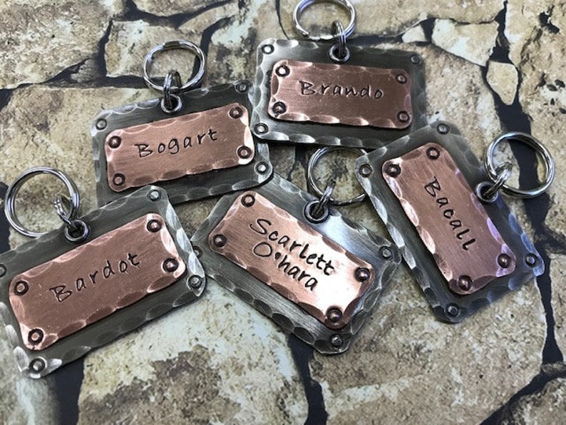 Large Dog Tag Personalized Pet ID Tag with Hand Stamped and Engraved customizing Available in Copper, Brass, and Nickel Perfect Pet Gift image 10