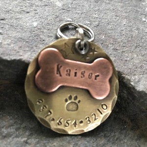 Hand Stamped Pet ID Tag Personalized Pet/Dog Tag Dog Collar Tag Engraved Dog Tag Handstamped Pet Tag Copper Dog Tag image 8