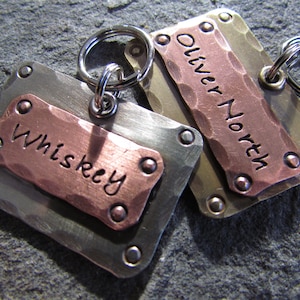 Large Dog Tag - Personalized Pet ID Tag with Hand Stamped and Engraved customizing - Available in Copper, Brass, and Nickel Perfect Pet Gift