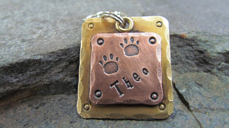 Pet ID Tag-Large Pet Tag Dog tags for dogs Collar Dog collar tag Engaved Copper on Brass Mixed Metal Dog Tag Halter/Bridle tag image 2