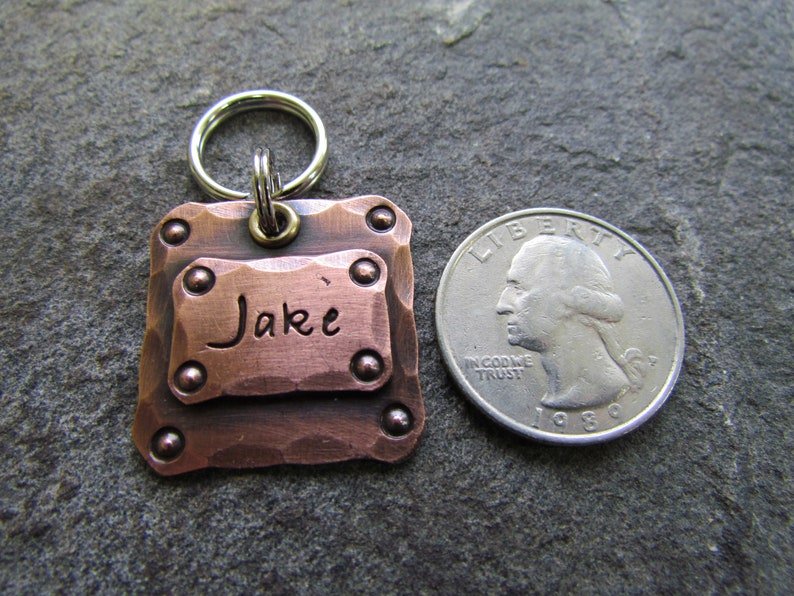 Hand stamped Pet Tag Dog Collar Tag Engraved Dog Tag Personalized PetDog Tag Hand Stamped Pet ID Tag Copper Dog Tag