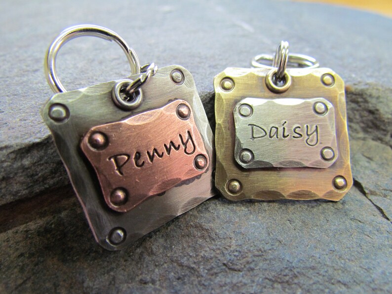 Hand stamped Pet Tag Dog Collar Tag Engraved Dog Tag Personalized PetDog Tag Hand Stamped Pet ID Tag Copper Dog Tag