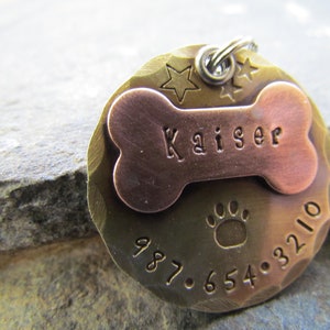 Hand Stamped Pet ID Tag Personalized Pet/Dog Tag Dog Collar Tag Engraved Dog Tag Handstamped Pet Tag Copper Dog Tag image 2