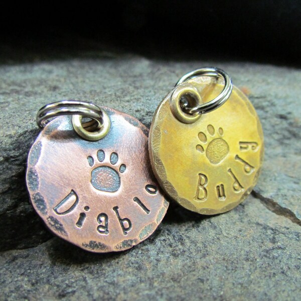 Dog Tag - Small Pet ID Tag - Pet Tag - Engraved - Personalized - Pet Accessories - Dog Collar - Hand Stamped - Dog collar tag- Pet Accessory