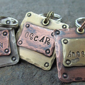 Hand Stamped Pet ID Tag Personalized Pet/Dog Tag Dog Collar Tag Engraved Dog Tag Handstamped Pet Tag Copper Dog Tag image 1