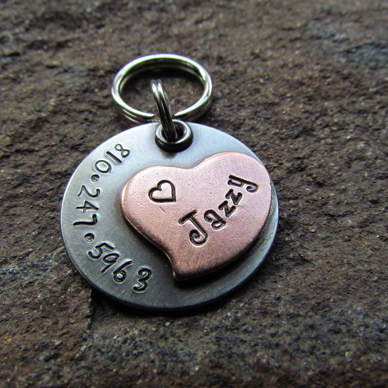Pet Tag with Copper Heart Dog Tag Pet ID Tag Dog Collar Etsy France