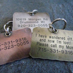 Large Dog Tag Personalized Pet ID Tag with Hand Stamped and Engraved customizing Available in Copper, Brass, and Nickel Perfect Pet Gift image 3