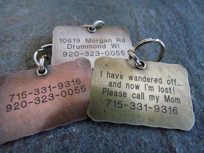 Large Dog Tag Personalized Pet ID Tag with Hand Stamped and Engraved customizing Available in Copper, Brass, and Nickel Perfect Pet Gift image 3