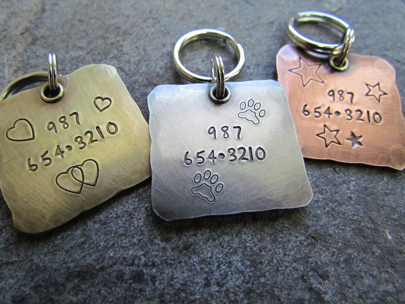 Hand Stamped Pet ID Tag Personalized Pet/dog Tag Dog Etsy