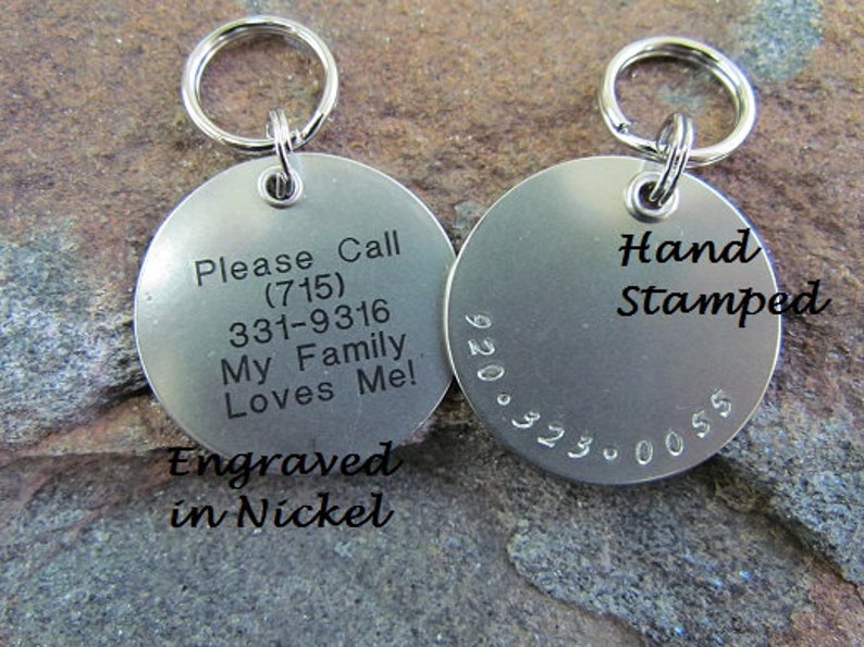 Pet tag Dog tag Dog id tag Flower pet id tag Custom Pet ID Tag Engraved pet tag The Mad Stampers Personalized image 4