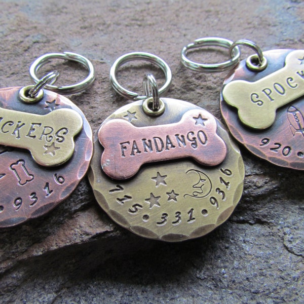 Large Dog Tag - Dog collar tag - pet id tag - pet tag - custom dog id tag - custom pet id tag - engraved - personalized pet - copper - brass