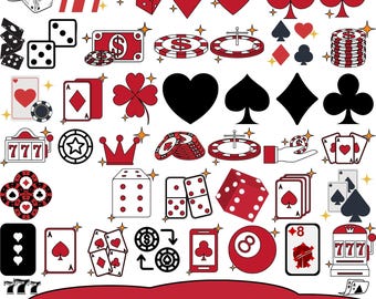 Las Vegas Casino SVG Bundle: Poker Cards, Dice, Slot Machine (Digital Download)