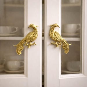 3D-mässingsknopp Phoenix – Vintage lådhandtag, elegant skåpdörrknopp, vinskåps- och skoskåpsbeslag, antik stil