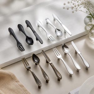 Knife/ Fork/ Spoon Pulls, Kitchen Decor Handles, Kitchen Cabinet Pull, cabinets, and home décor.