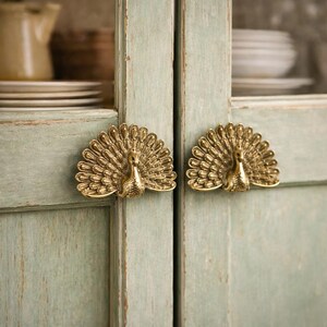 Brass Peacock/Monkey Furniture Handles – Unique animal-shaped cabinet knobs suitable for drawers, cabinets, and home décor.