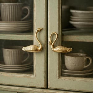 Messing Swan Möbelgriffe - Einzigartige Schrankgriffe in Tierform für Schubladen, Schränke und Wohnkultur.