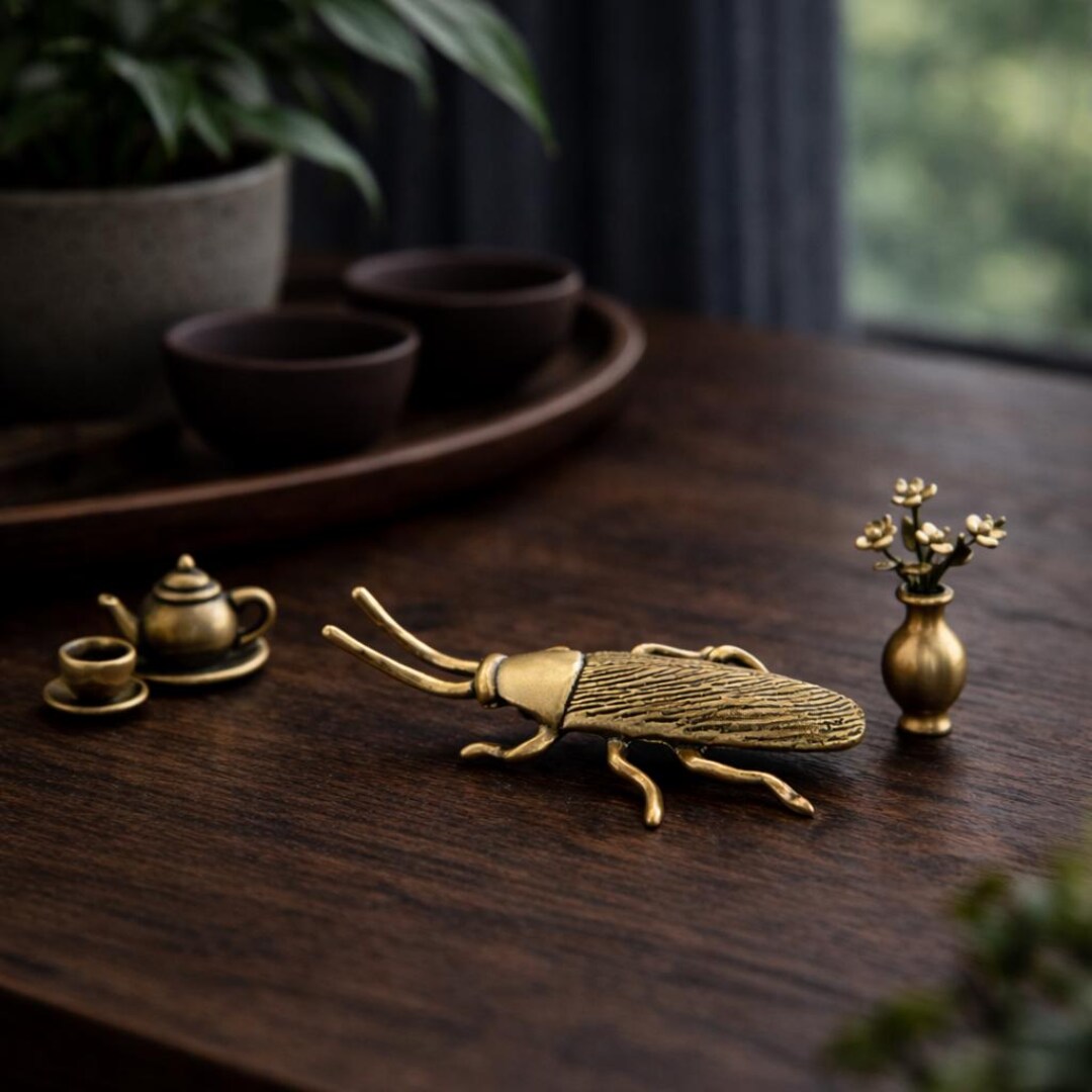 Brass Cockroach Figurine, Insect Sculpture, Vintage Brass Insect ...