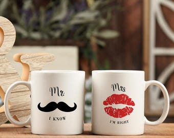 Set of coffee mugs Mrs. I'm Right and Mr. I Know (2 PCS)