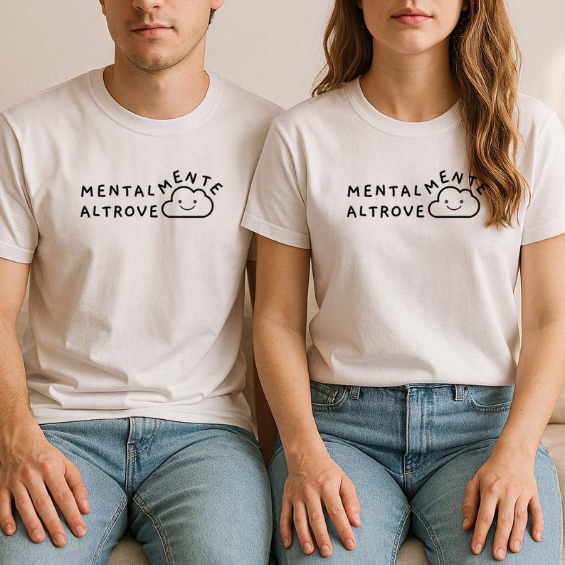 Mentally Elsewhere Shirt, Mentally Elsewhere t-shirt, Funny Minimalist Cloud T-Shirt, Aesthetic Introvert Shirt, Daydream Quote Tee image 2