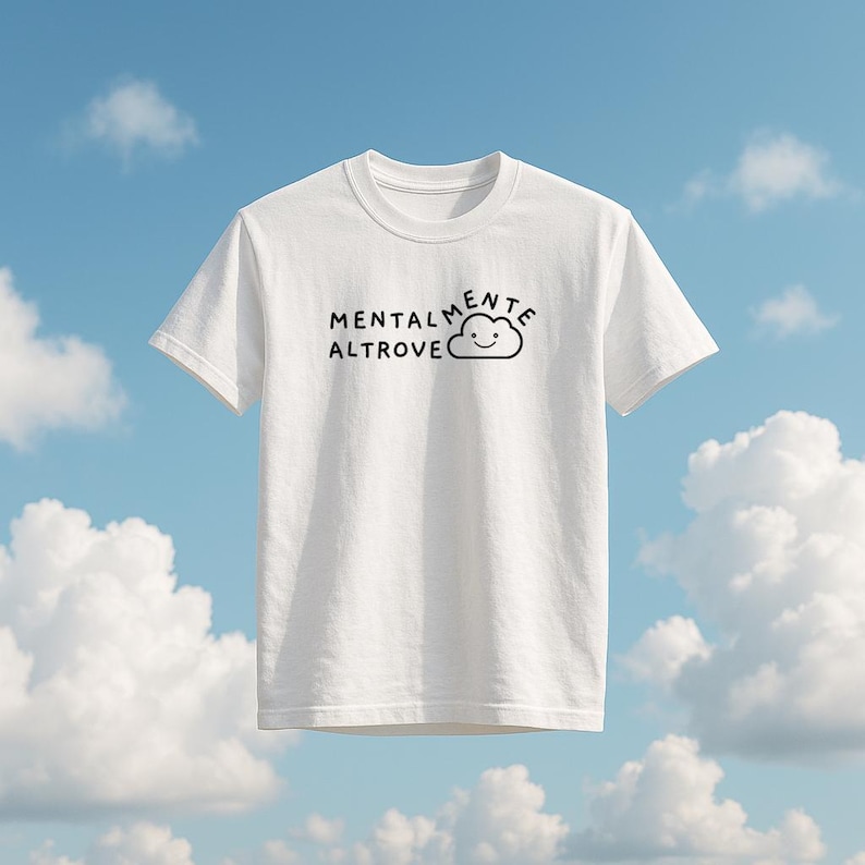Mentally Elsewhere Shirt, Mentally Elsewhere t-shirt, Funny Minimalist Cloud T-Shirt, Aesthetic Introvert Shirt, Daydream Quote Tee image 1