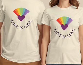 LGBTQ Rainbow Heart Shirt, Pride T-Shirt, Love is Love Tee, Gay Pride Shirt, Lesbian Gift, Aesthetic Vintage Tee, Unisex Cotton Shirt