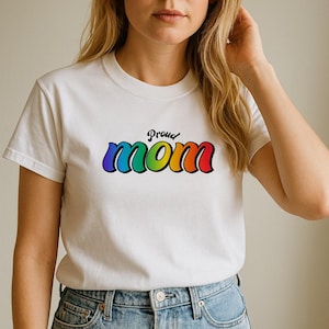 Proud Mom Rainbow Shirt | LGBT Mom Tee | Pride Mom Shirt | Mother’s Day Gift | Unisex Cotton T-Shirt
