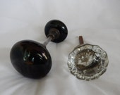 Antique Door Knobs - Glass Door Knobs - Vintage Black Door Knobs - Vintage Crystal Door Knobs - Restoration Hardware