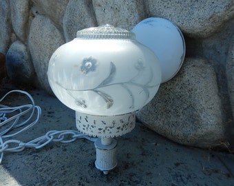 Shabby Lamp - Wall Mount Lamp - Lighting Fixture - Vintage Brass Lamp - Vintage Globe Lamp - Shabby Painted Lamp - White Shabby Lamp