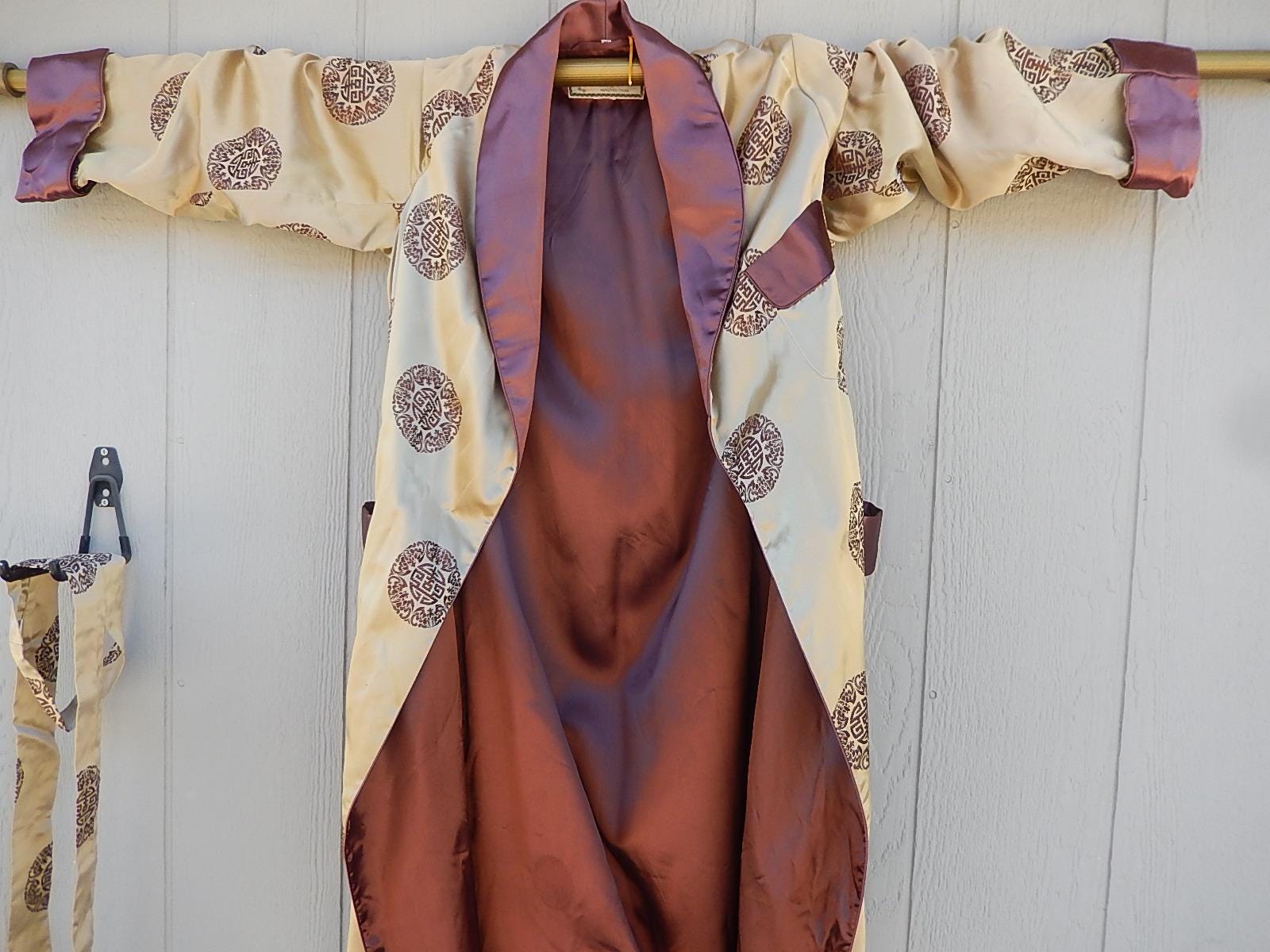 Long Boho Silk Dress, Vintage Silk Dress, Plunging Neckline